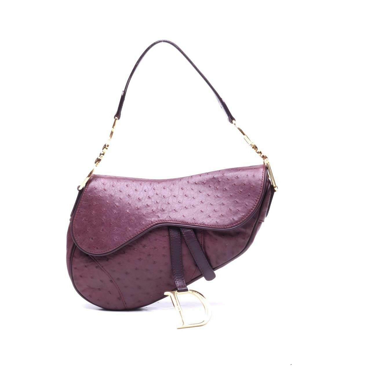 Dior Saddle Medium Purple Ostrich GHW Shoulder Bag 