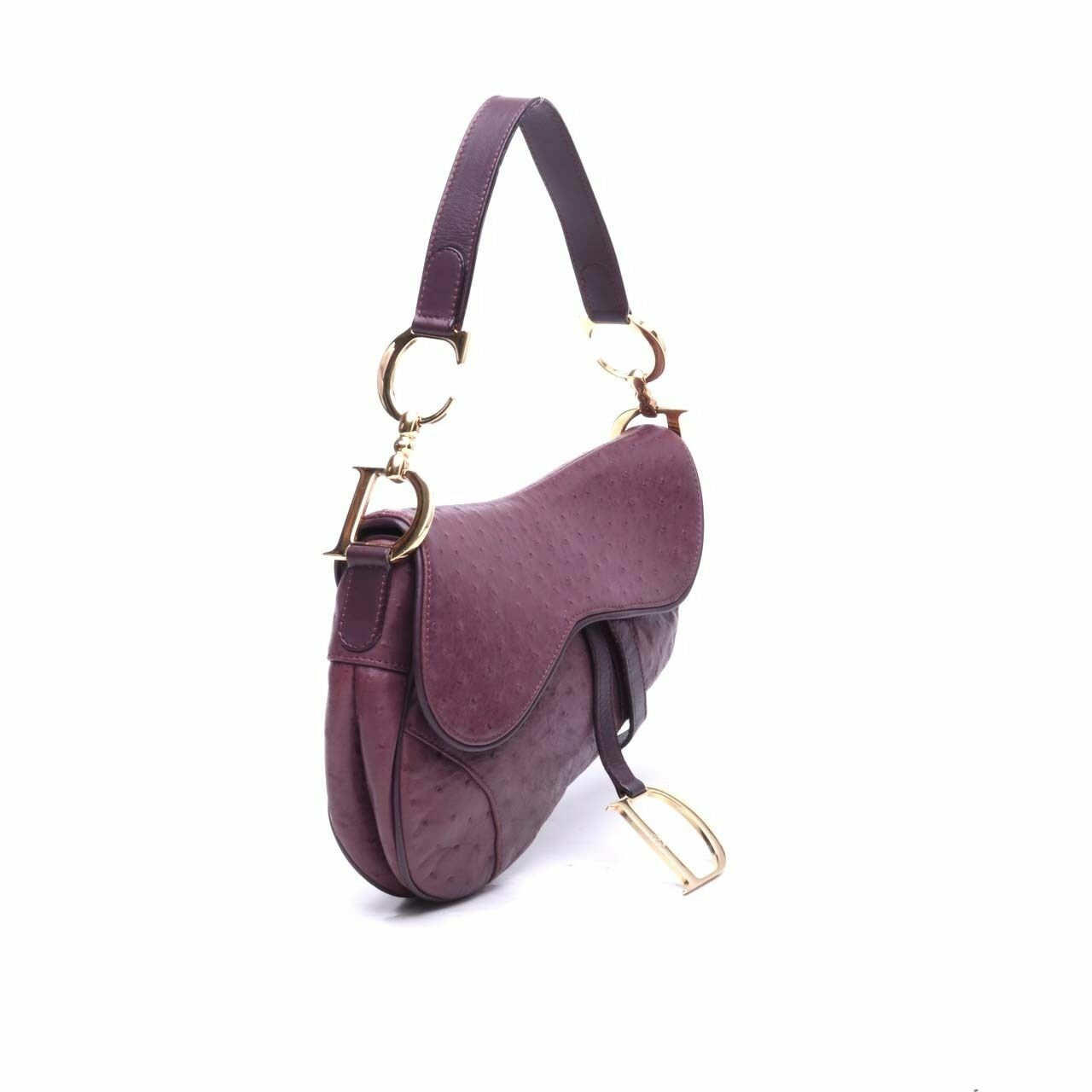 Dior Saddle Medium Purple Ostrich GHW Shoulder Bag 