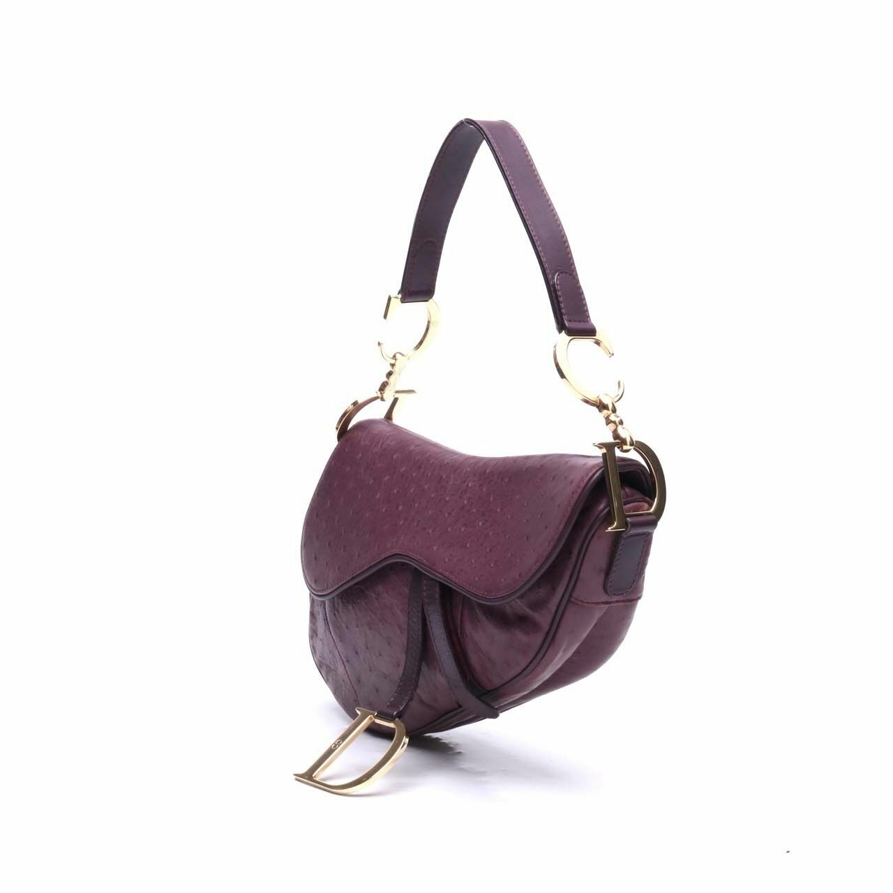 Dior Saddle Medium Purple Ostrich GHW Shoulder Bag 