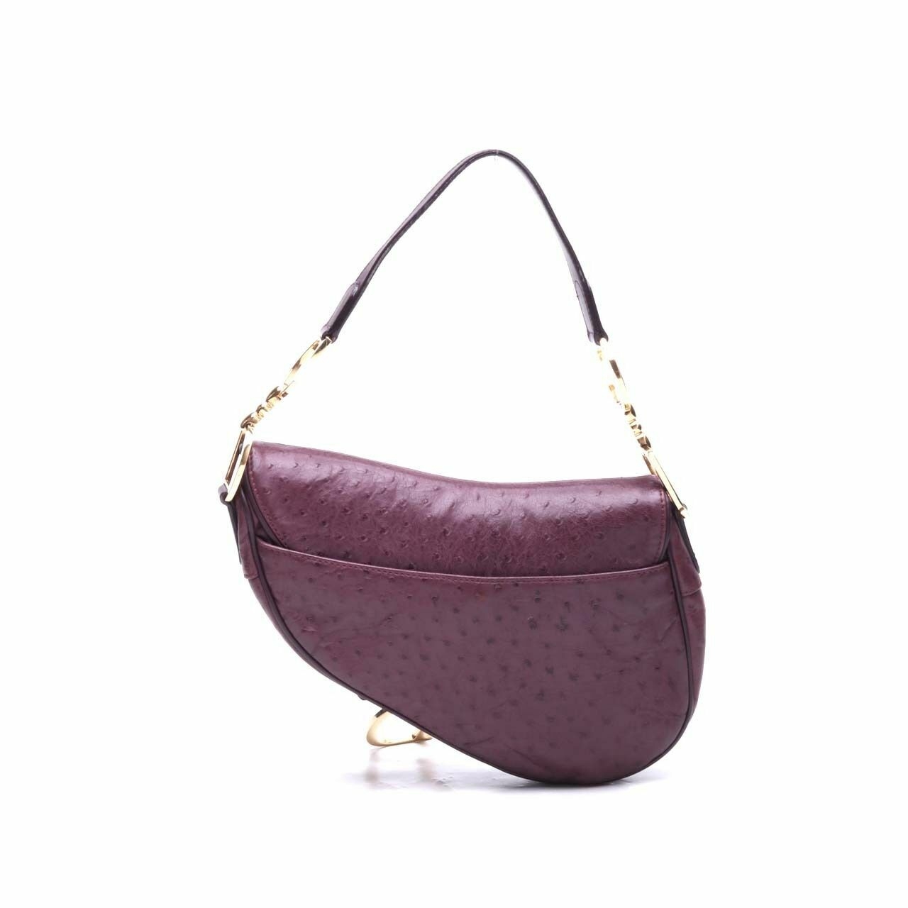 Dior Saddle Medium Purple Ostrich GHW Shoulder Bag 