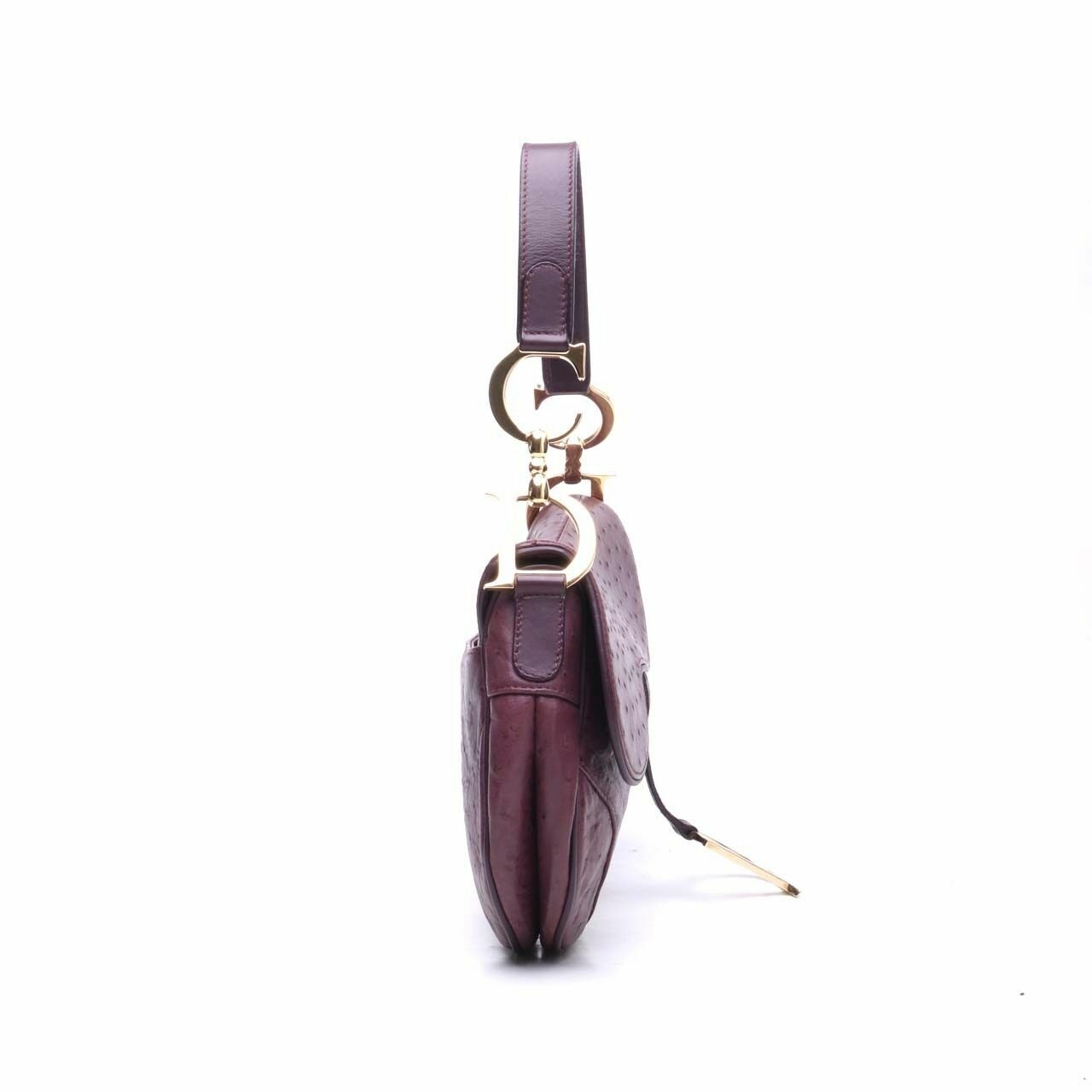 Dior Saddle Medium Purple Ostrich GHW Shoulder Bag 