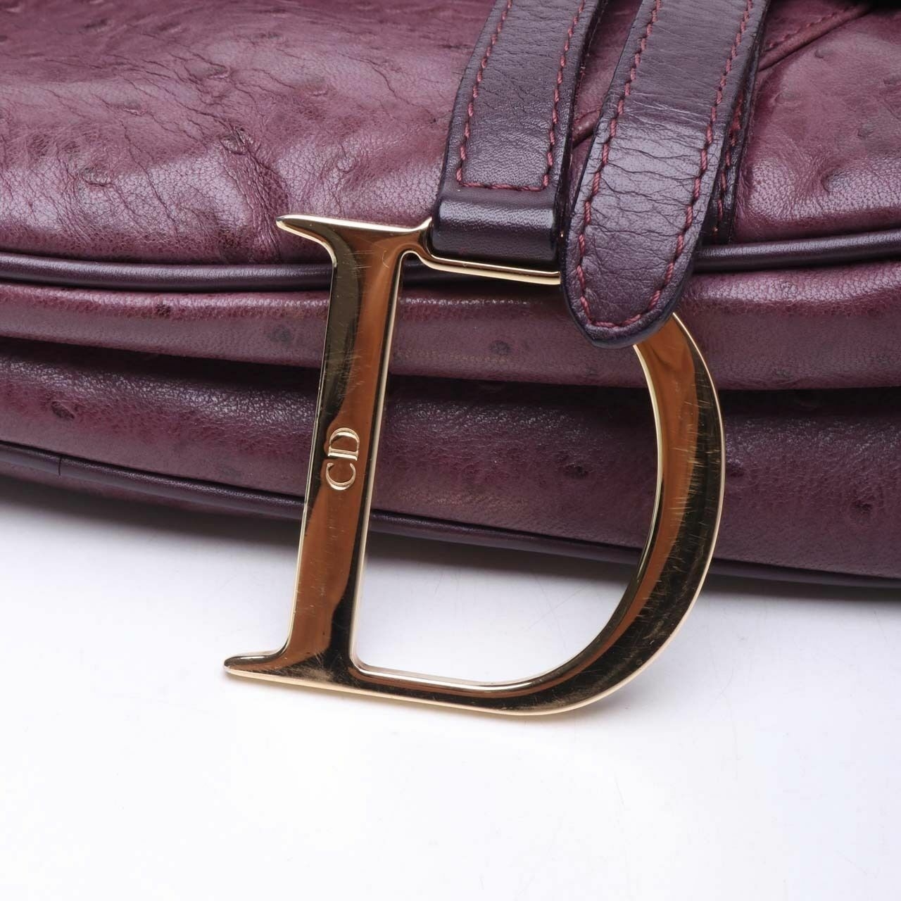 Dior Saddle Medium Purple Ostrich GHW Shoulder Bag 