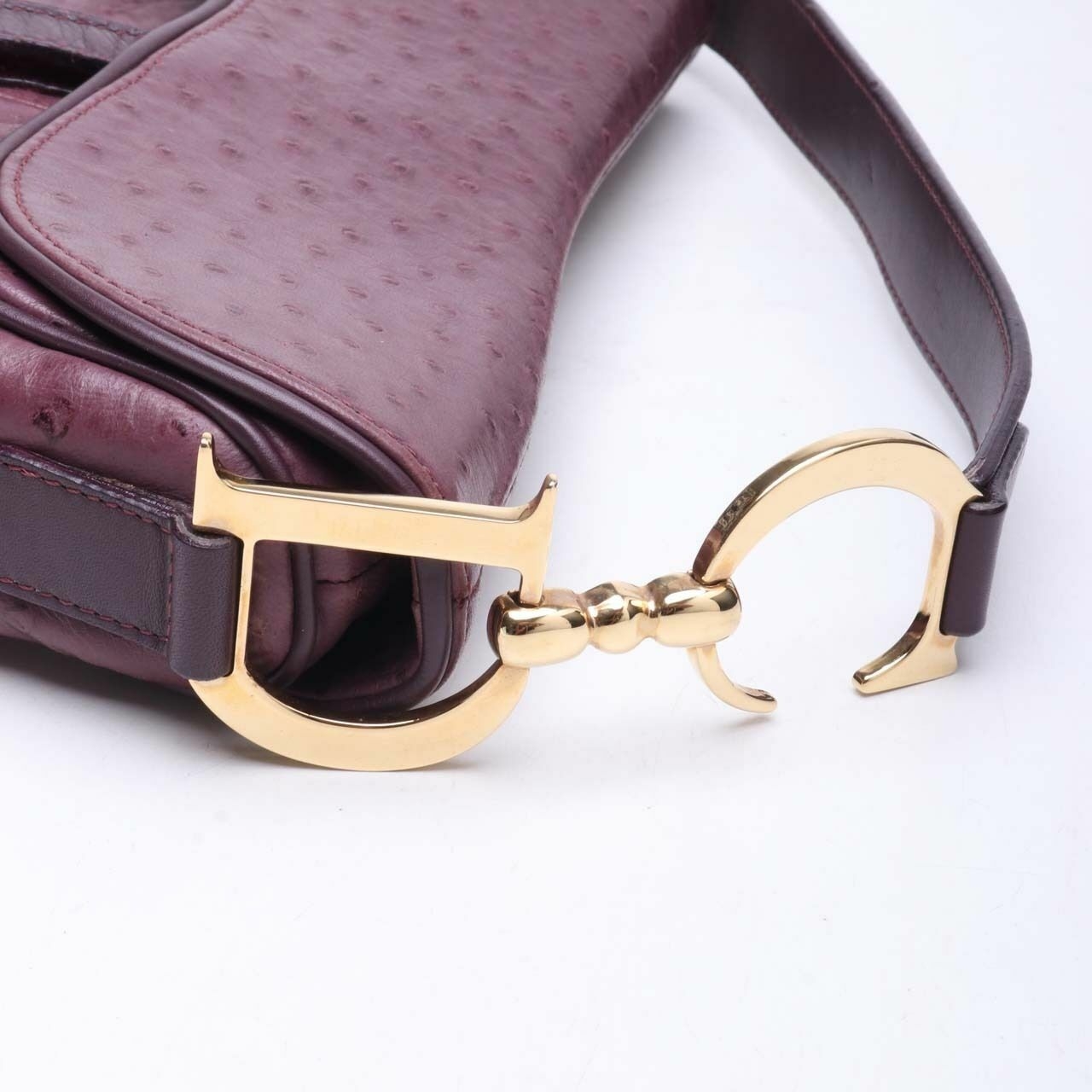 Dior Saddle Medium Purple Ostrich GHW Shoulder Bag 