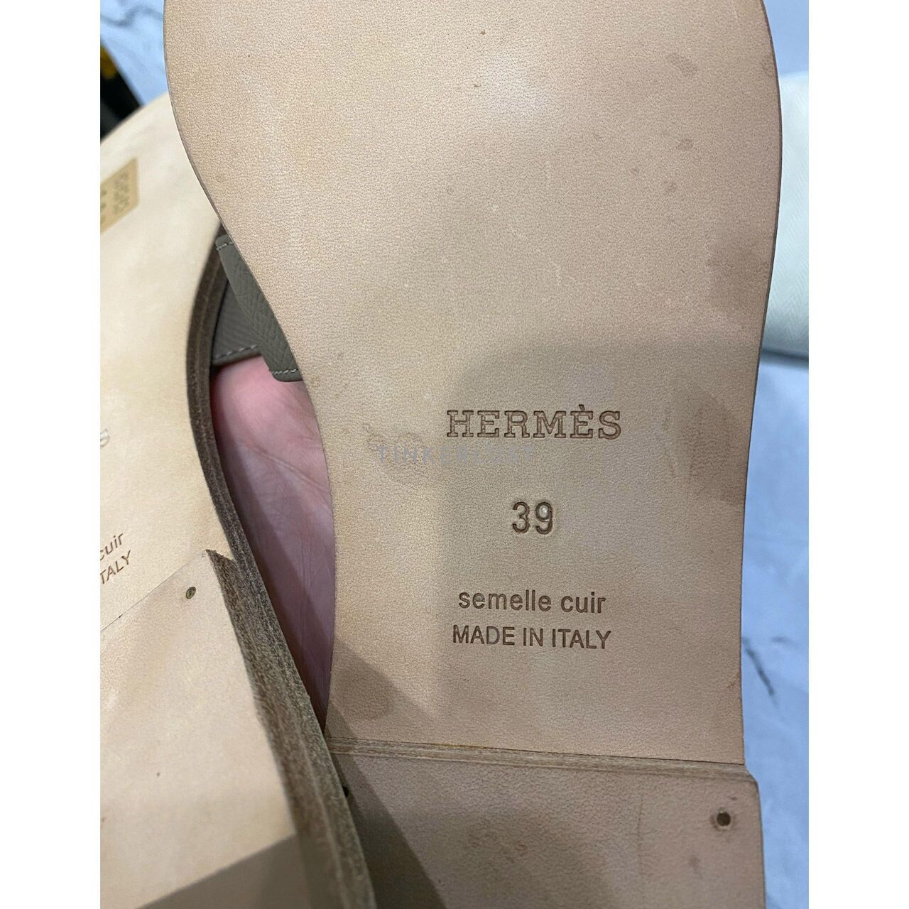 Hermes Oran Epsom Etoupe Sandals