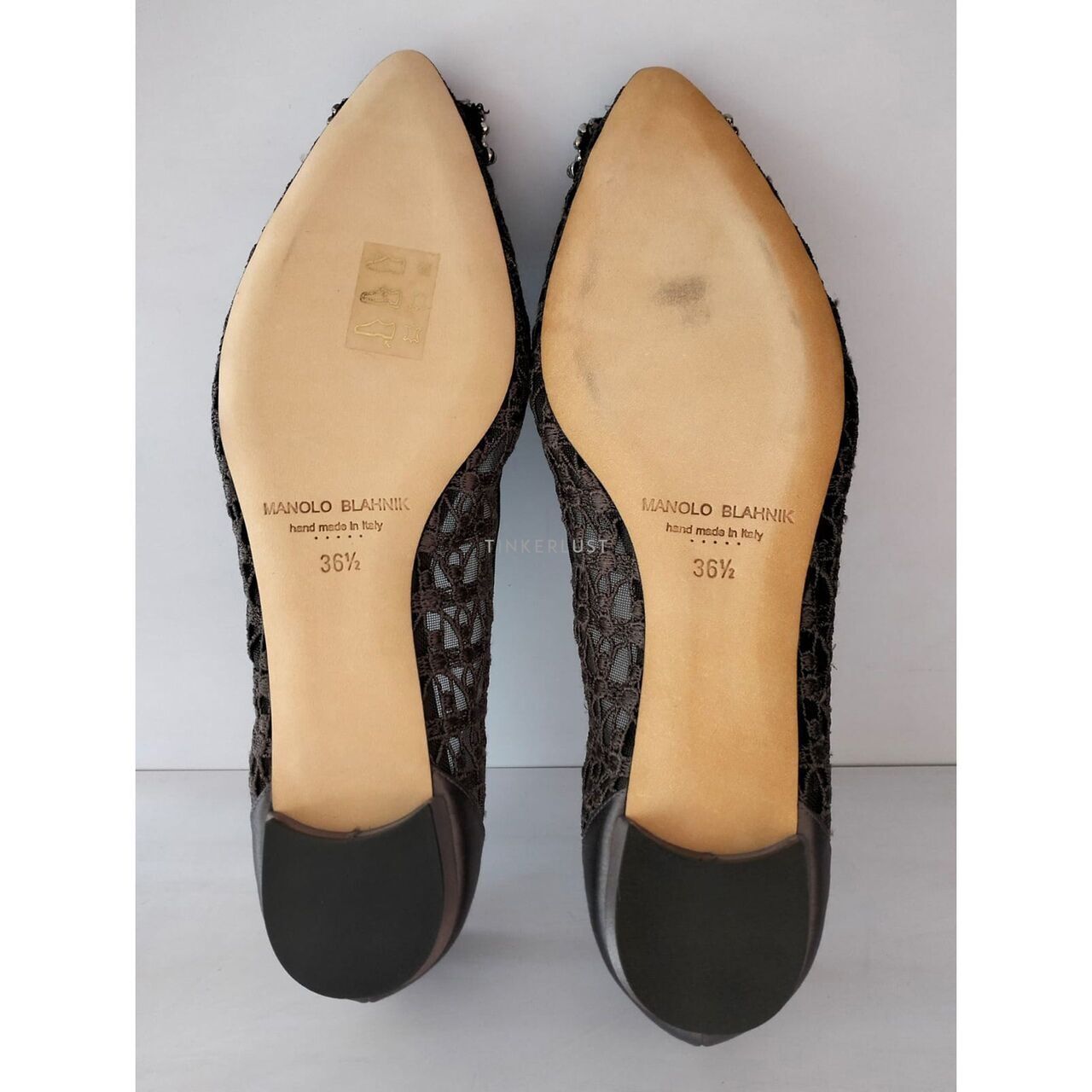 Manolo Blahnik Hangisi Dark Grey Flats