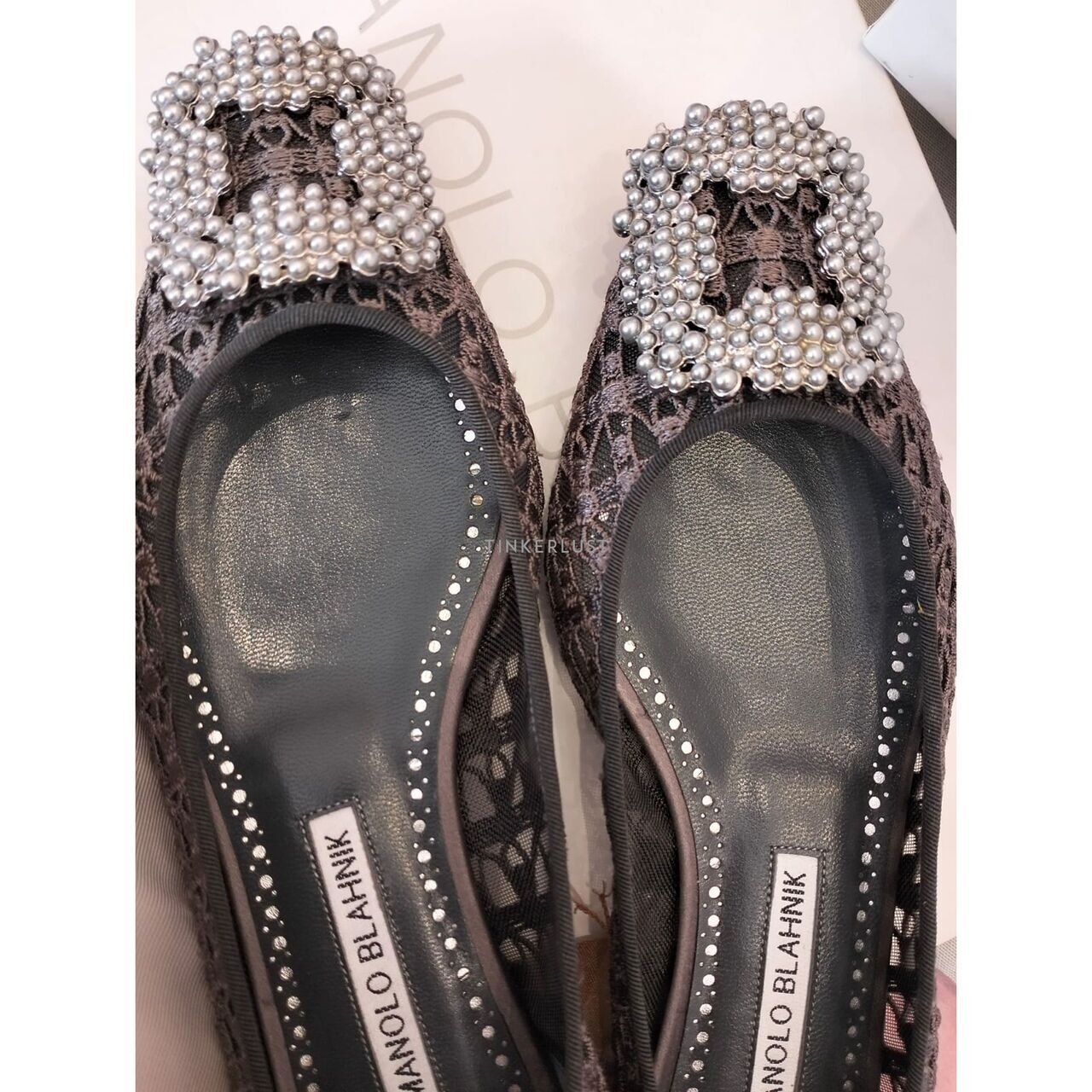 Manolo Blahnik Hangisi Dark Grey Flats