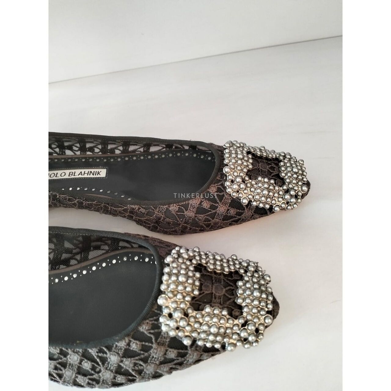 Manolo Blahnik Hangisi Dark Grey Flats