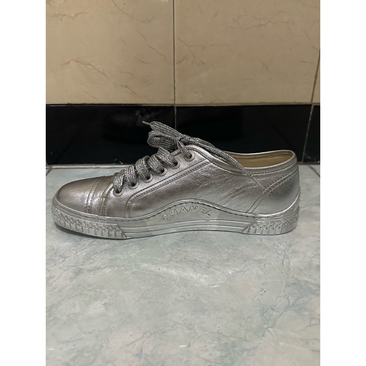 Chanel Silver Sneakers