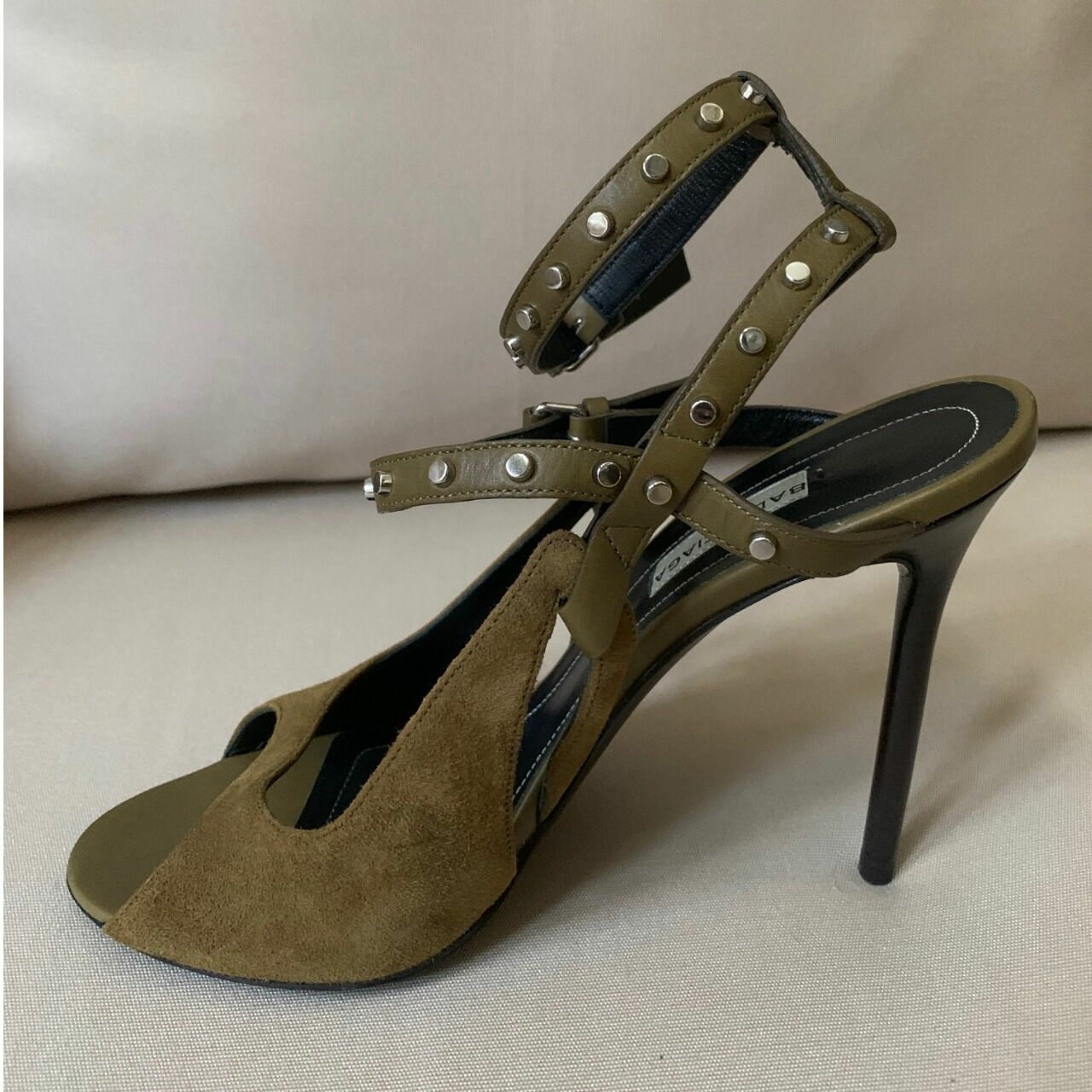 Balenciaga Khaki Suede Heels