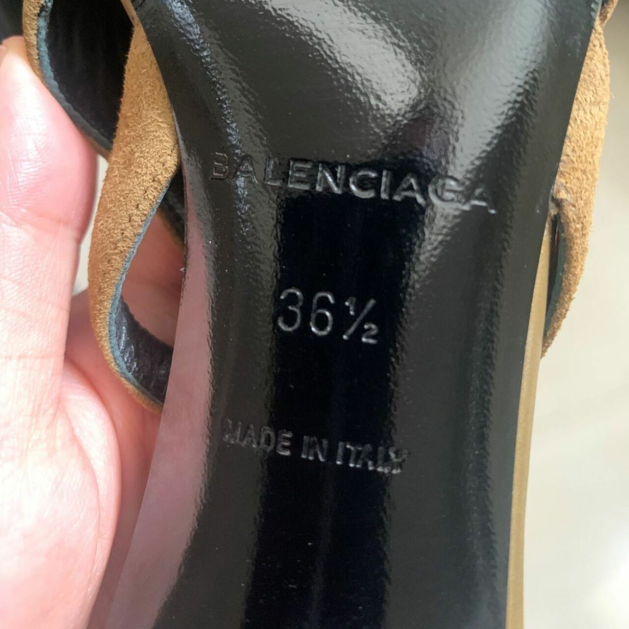 Balenciaga Khaki Suede Heels