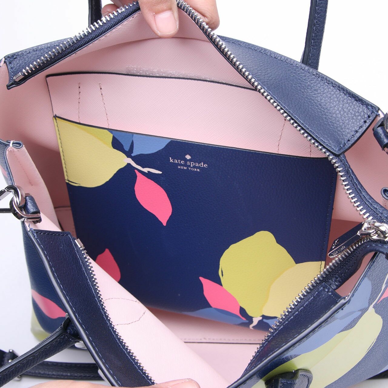 Kate Spade New York Blue Medium Eva Lemon Zest Blue Multi Top Zip Satchel