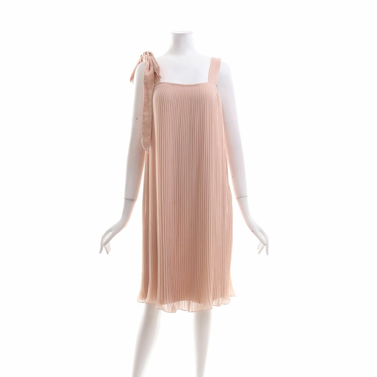 Zara Nude Pleats With Strap Mini Dress