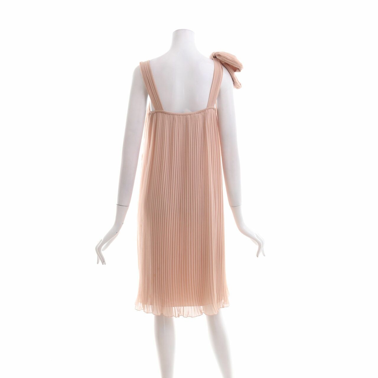 Zara Nude Pleats With Strap Mini Dress