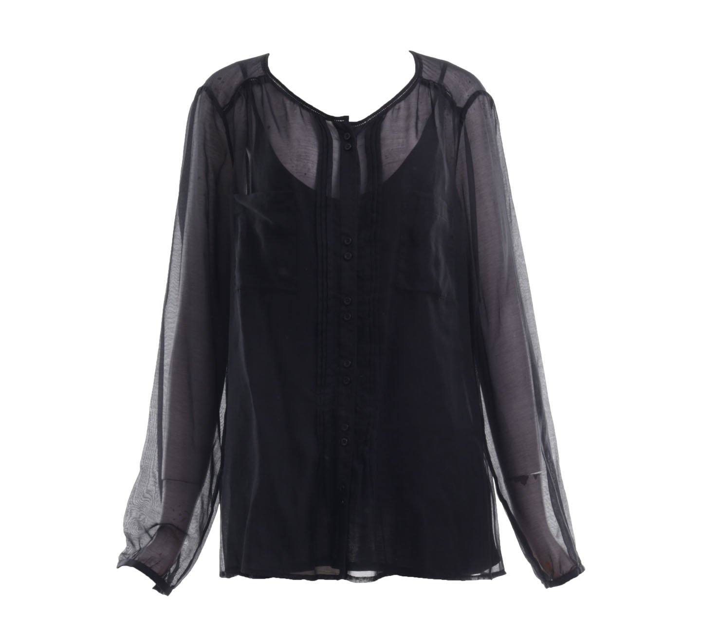 Massimo Dutti Black Sheer Blouse