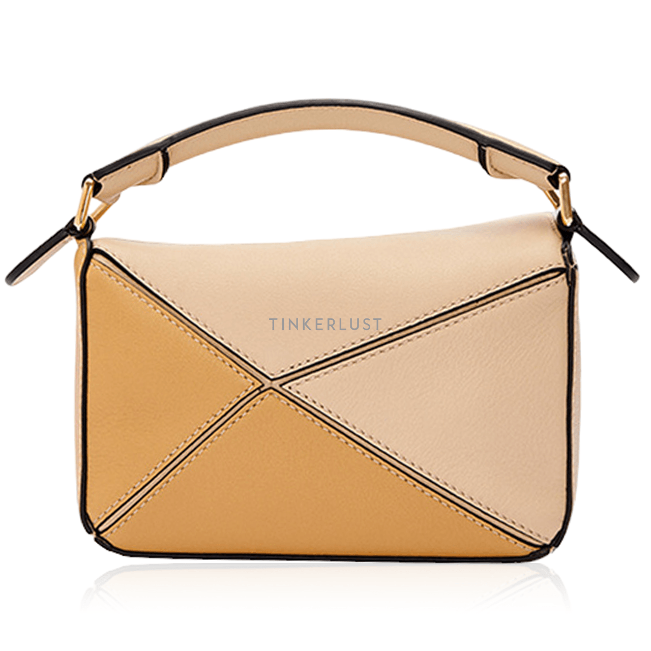 Loewe Mini Puzzle Bag in Dusty Beige/Soft White Satchel