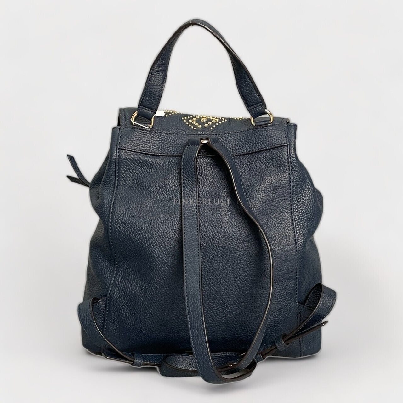 Michael Kors Riley Blue Pebbled GHW Backpack