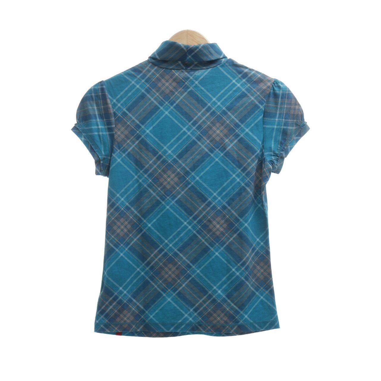 Esprit Edc Teal Checkered Blouse