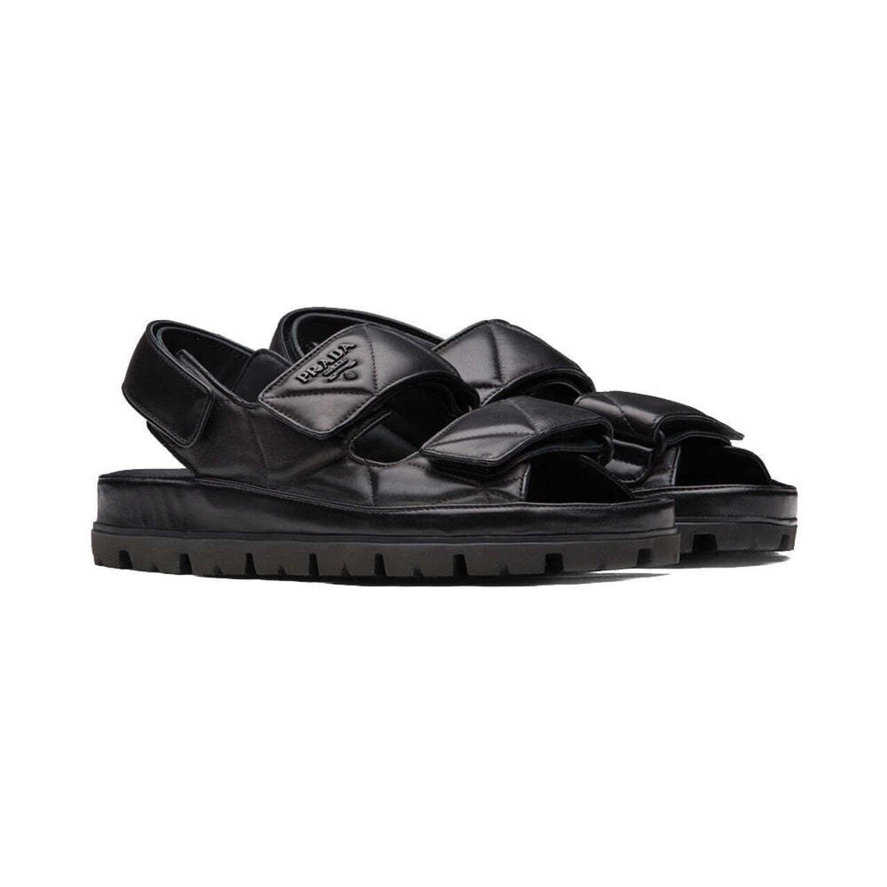 Prada Padded Nappa Leather Sandals - Black