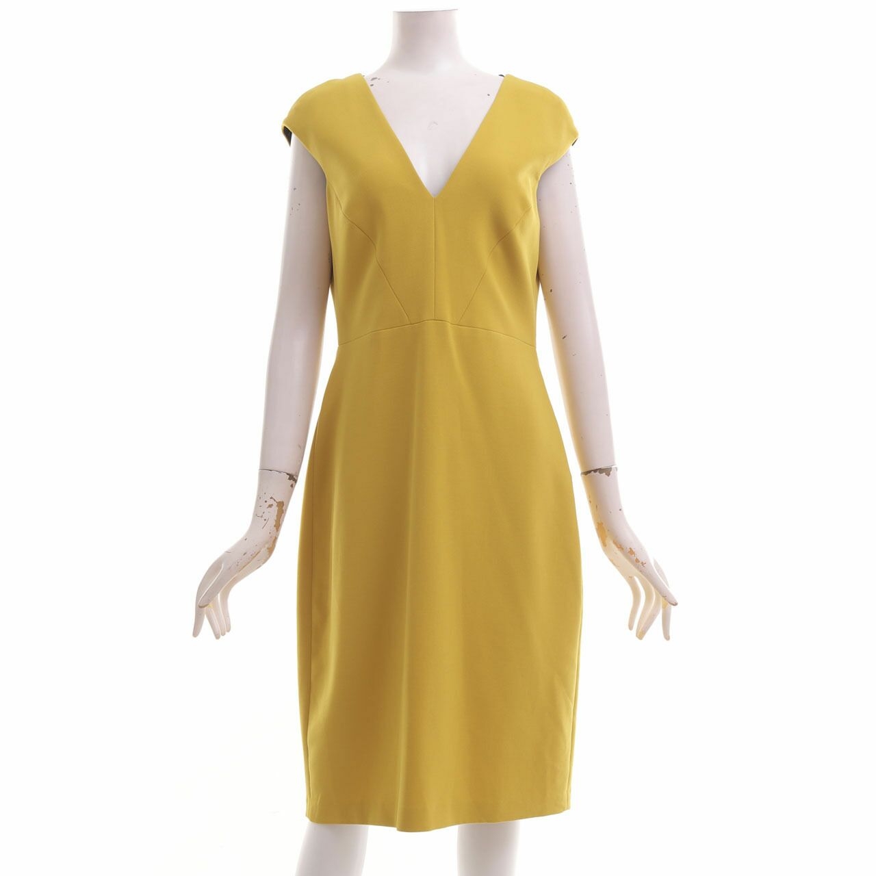 Zara Lime V-Neck Midi Dress