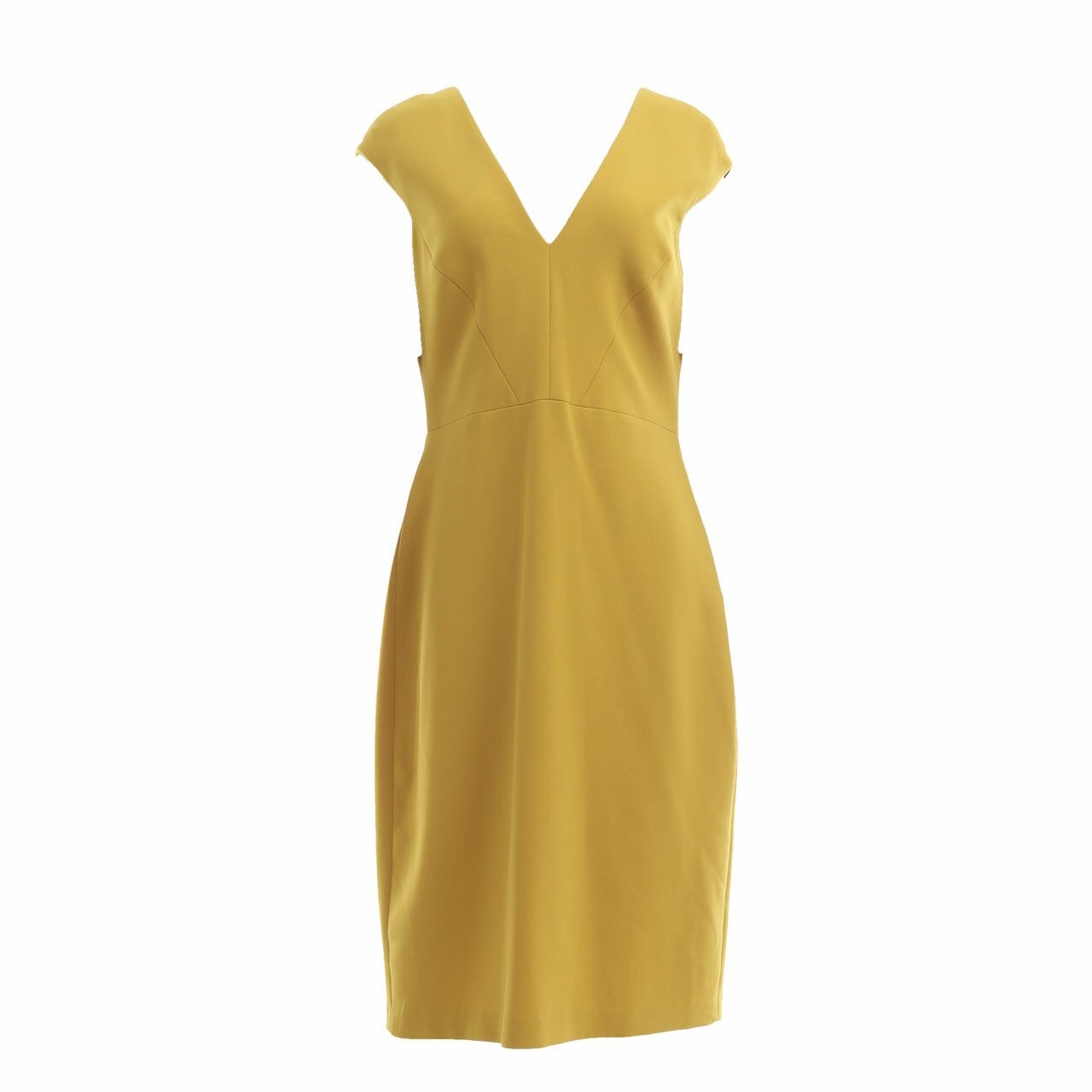 Zara Lime V-Neck Midi Dress