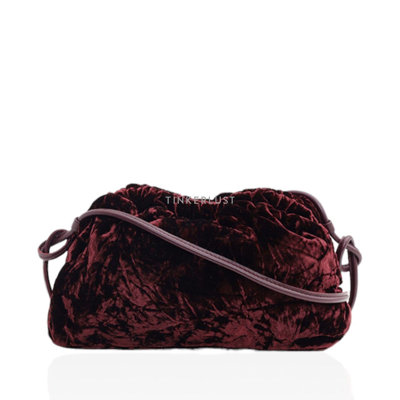 Mansur Gavriel Mini Cloud Clutch in Plum Velvet Leather with Strap Sling Bag