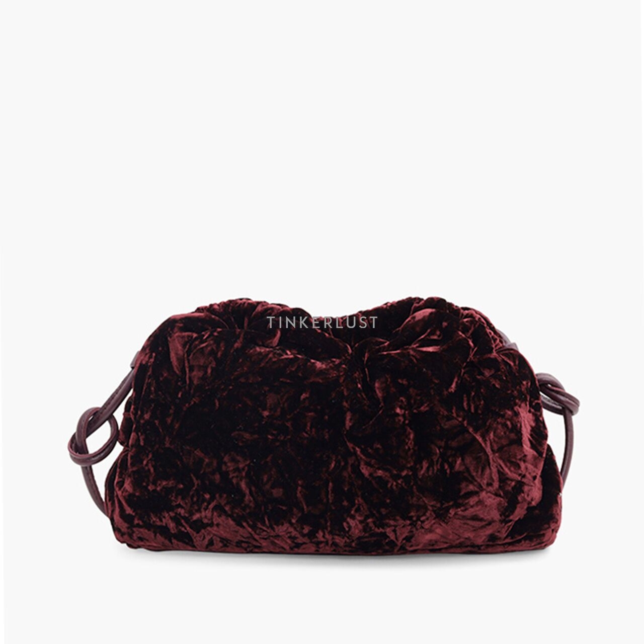 Mansur Gavriel Mini Cloud Clutch in Plum Velvet Leather with Strap Sling Bag