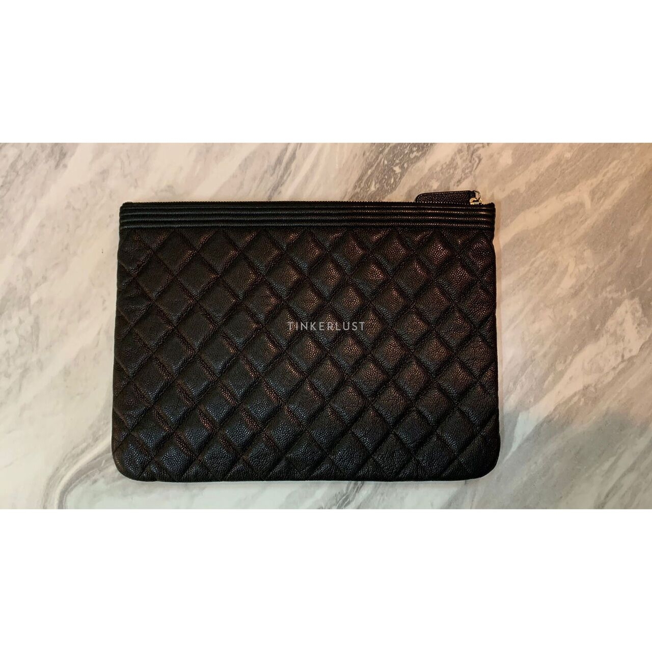 Chanel Boy O Case Black Caviar GHW Pouch