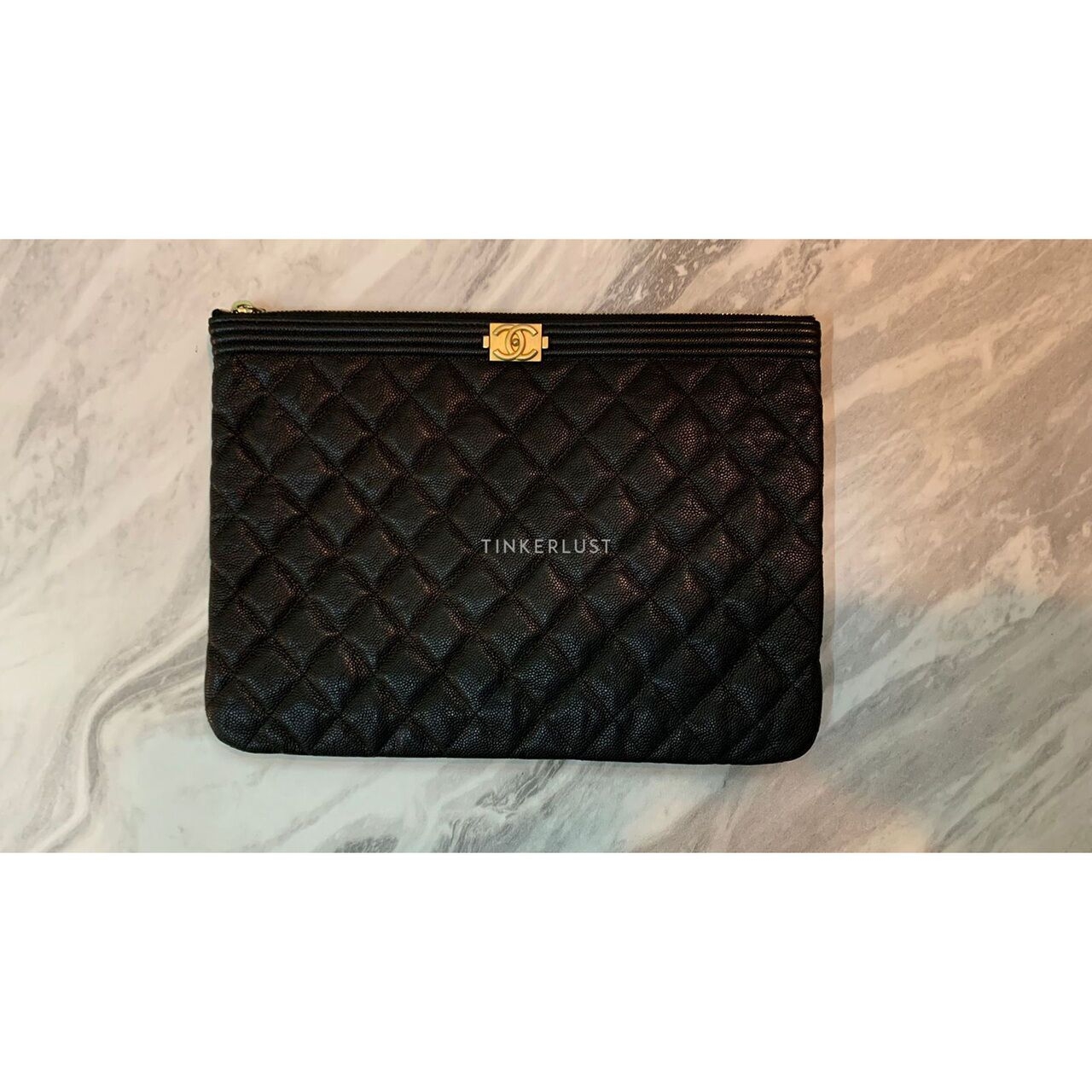 Chanel Boy O Case Black Caviar GHW Pouch