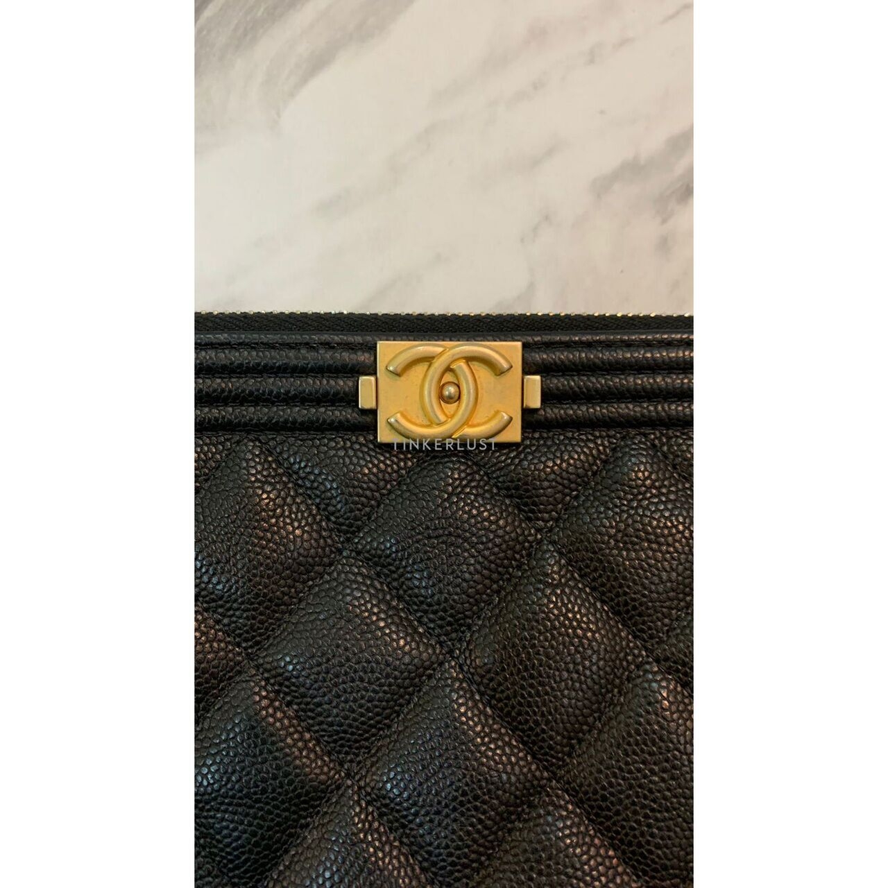 Chanel Boy O Case Black Caviar GHW Pouch