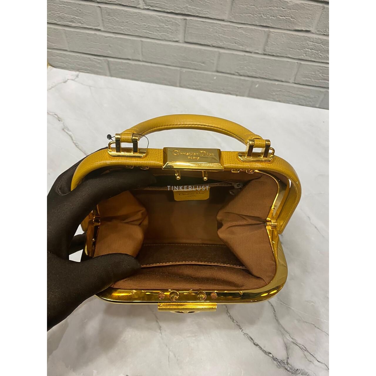 Christian Dior Vintage Mini Doctor Yellow GHW Clutch