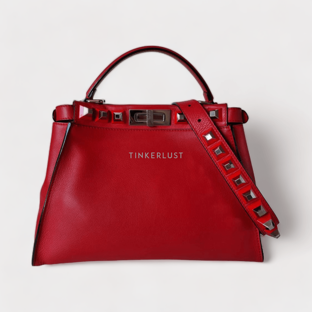 Fendi Peekaboo Studded Medium Red