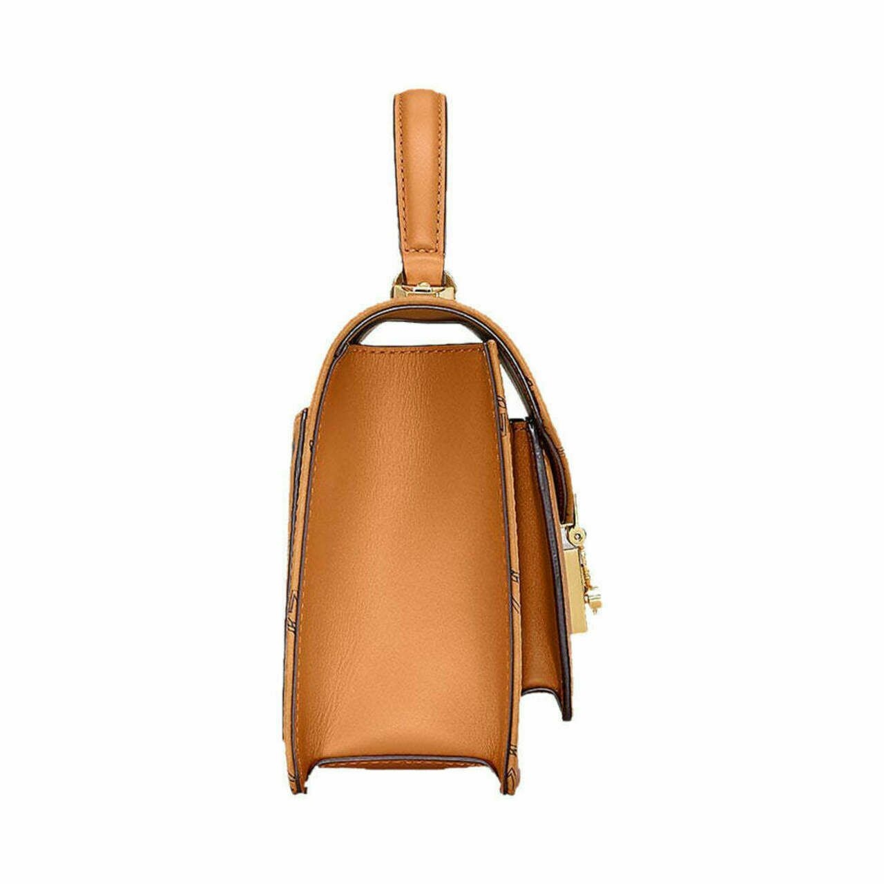 MCM Patricia Visetos Top Handle Small Cognac