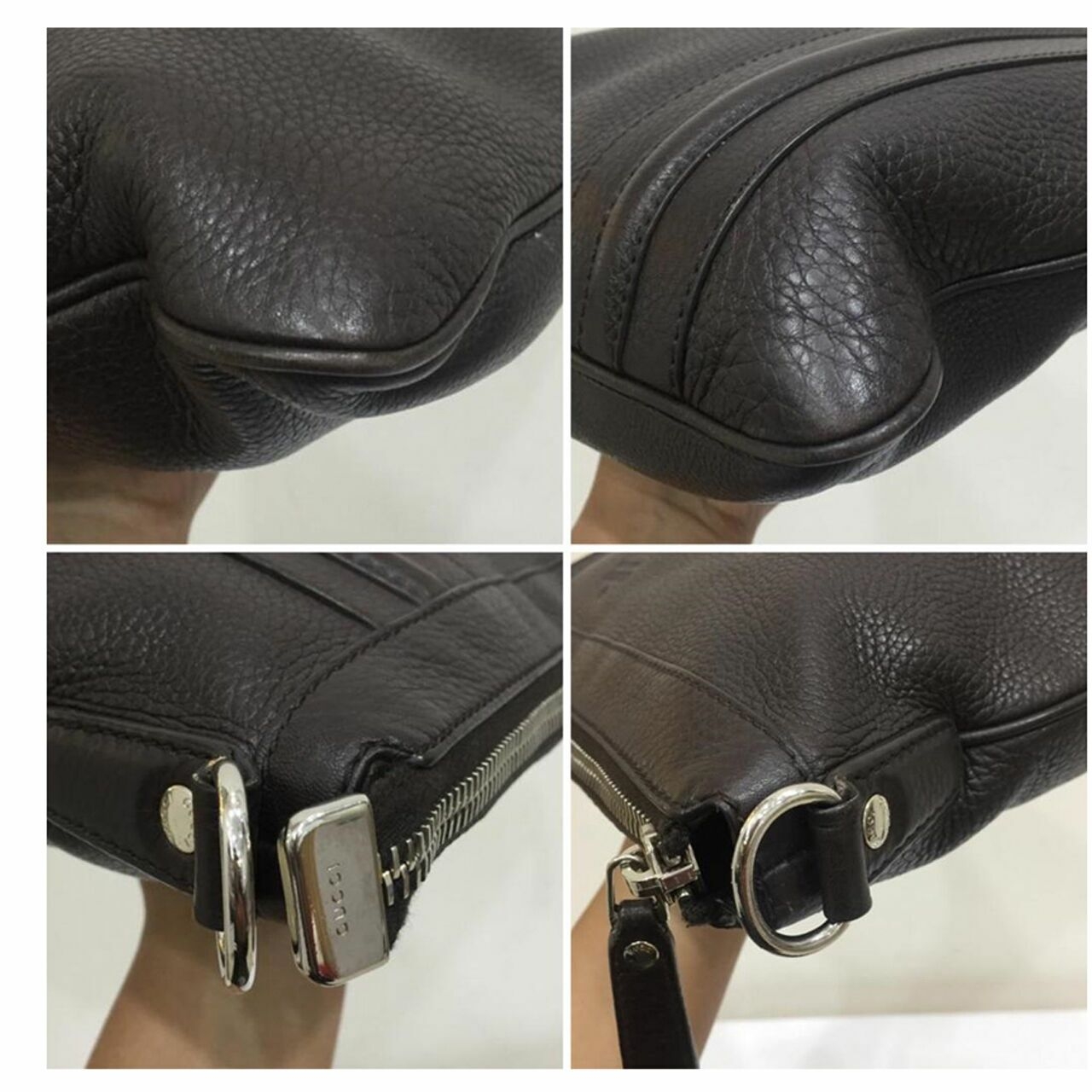 Gucci Dark Brown Leather Crossbody Messenger Bag 