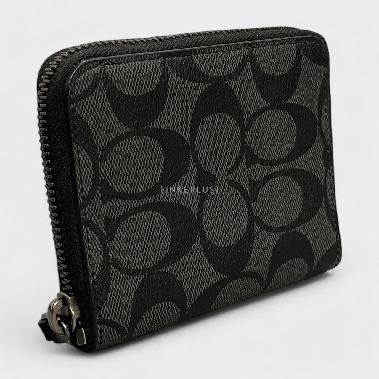 Coach Signature Medium Charcoal Zip Wallet