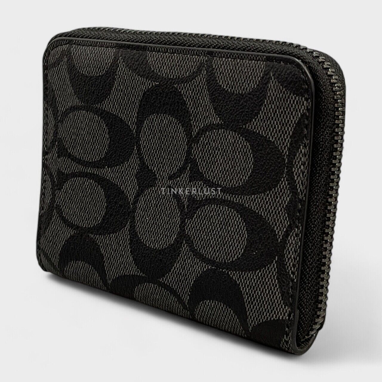 Coach Signature Medium Charcoal Zip Wallet