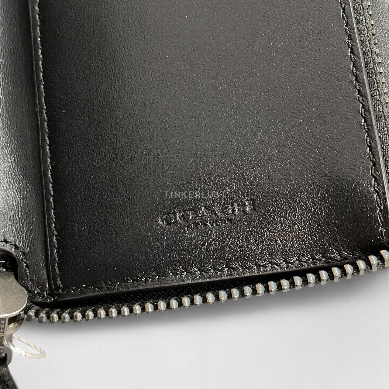 Coach Signature Medium Charcoal Zip Wallet