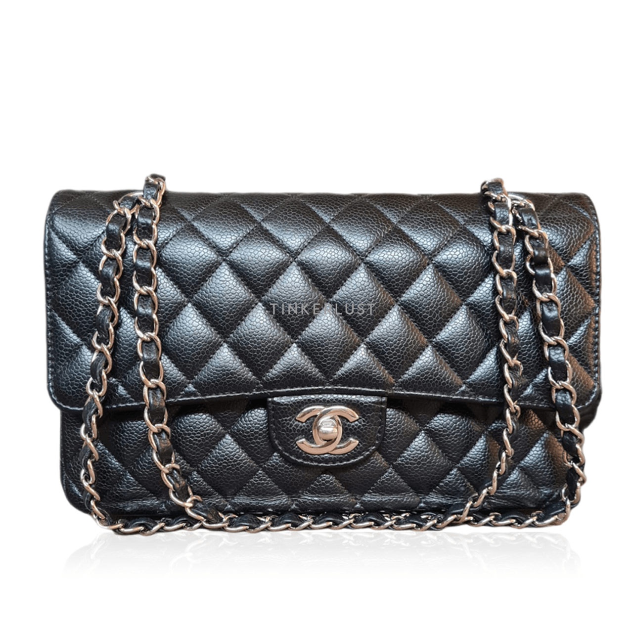 Chanel Medium Black Caviar Double Flap SHW Shoulder Bag