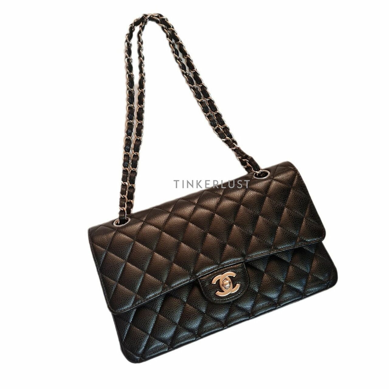 Chanel Medium Black Caviar Double Flap SHW Shoulder Bag