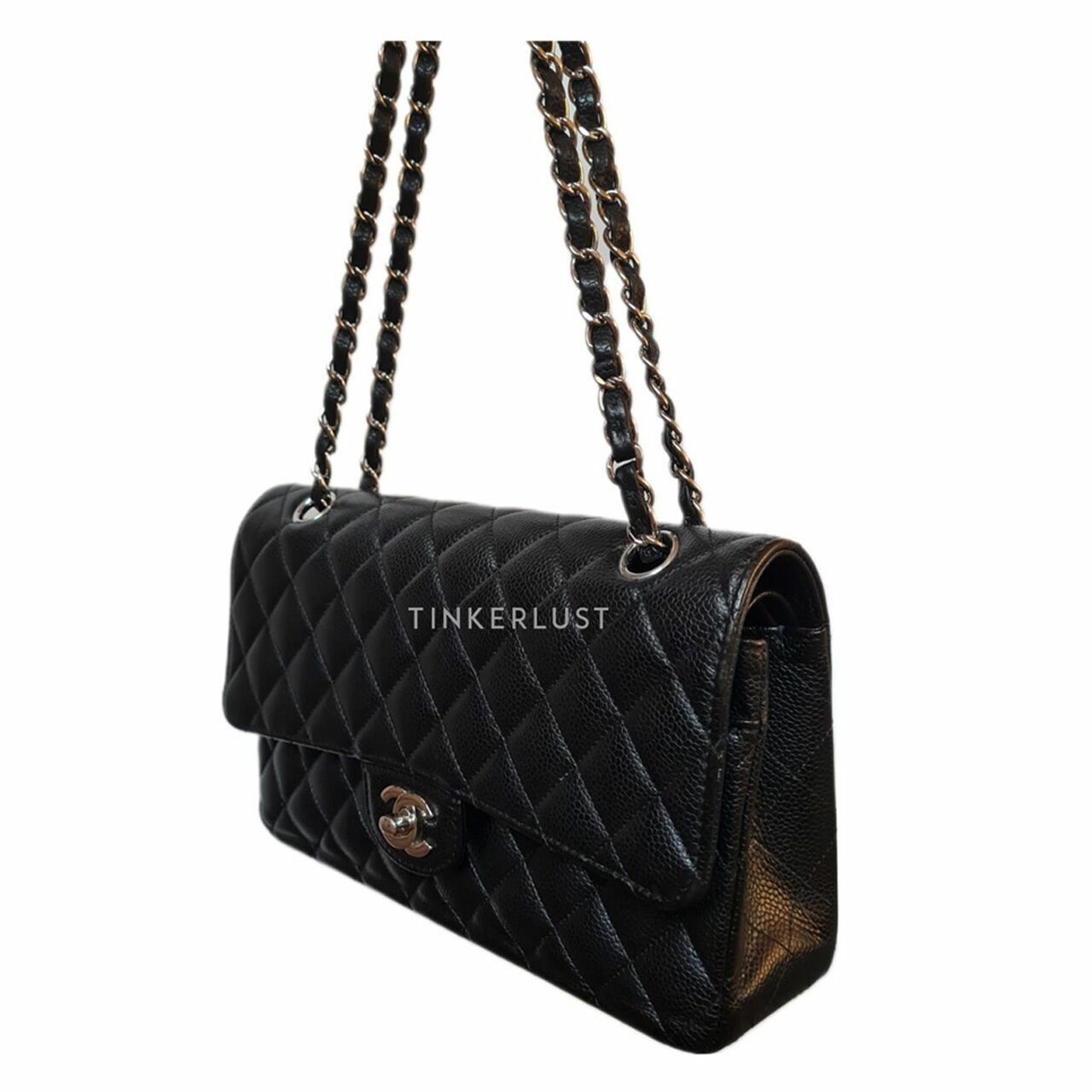 Chanel Medium Black Caviar Double Flap SHW Shoulder Bag