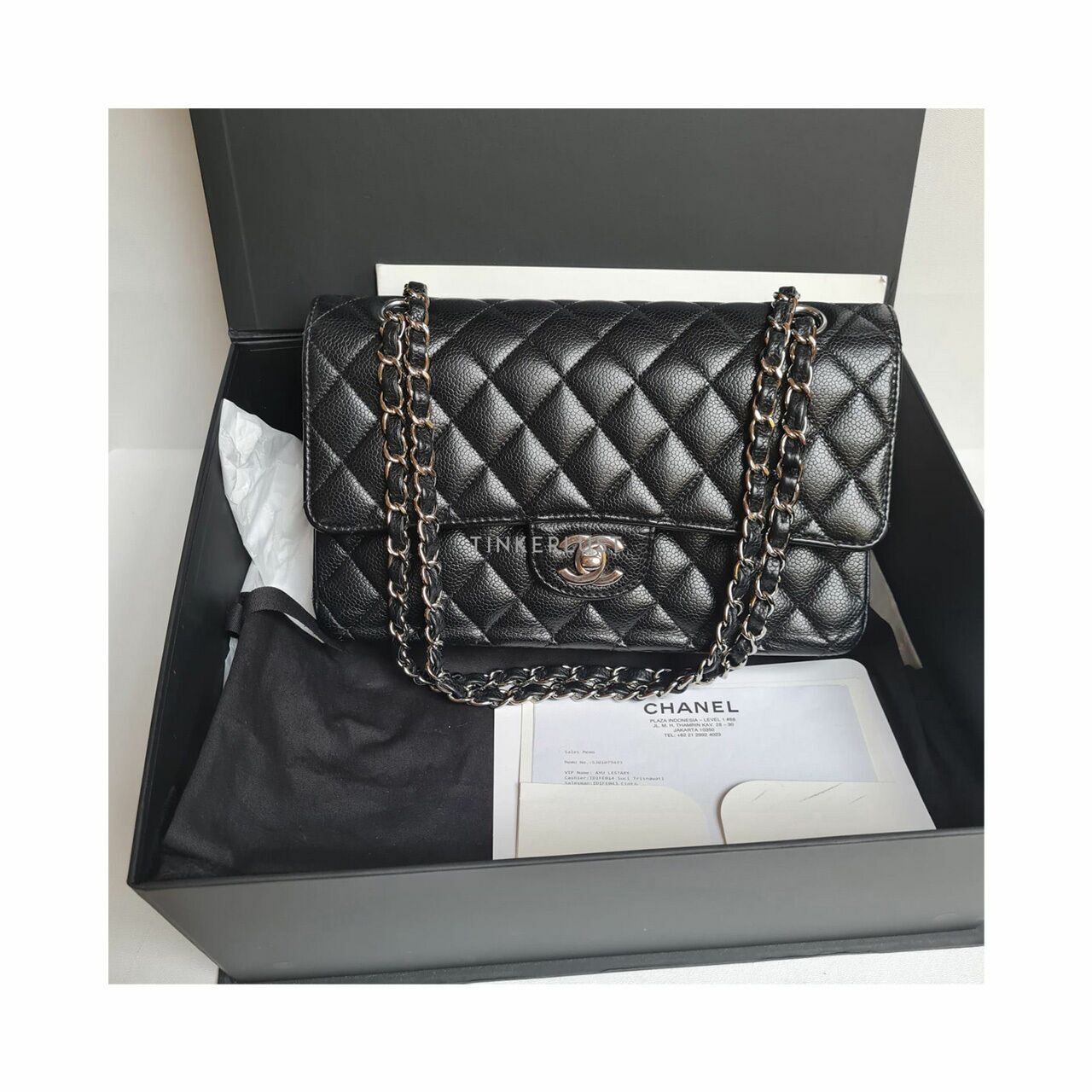 Chanel Medium Black Caviar Double Flap SHW Shoulder Bag