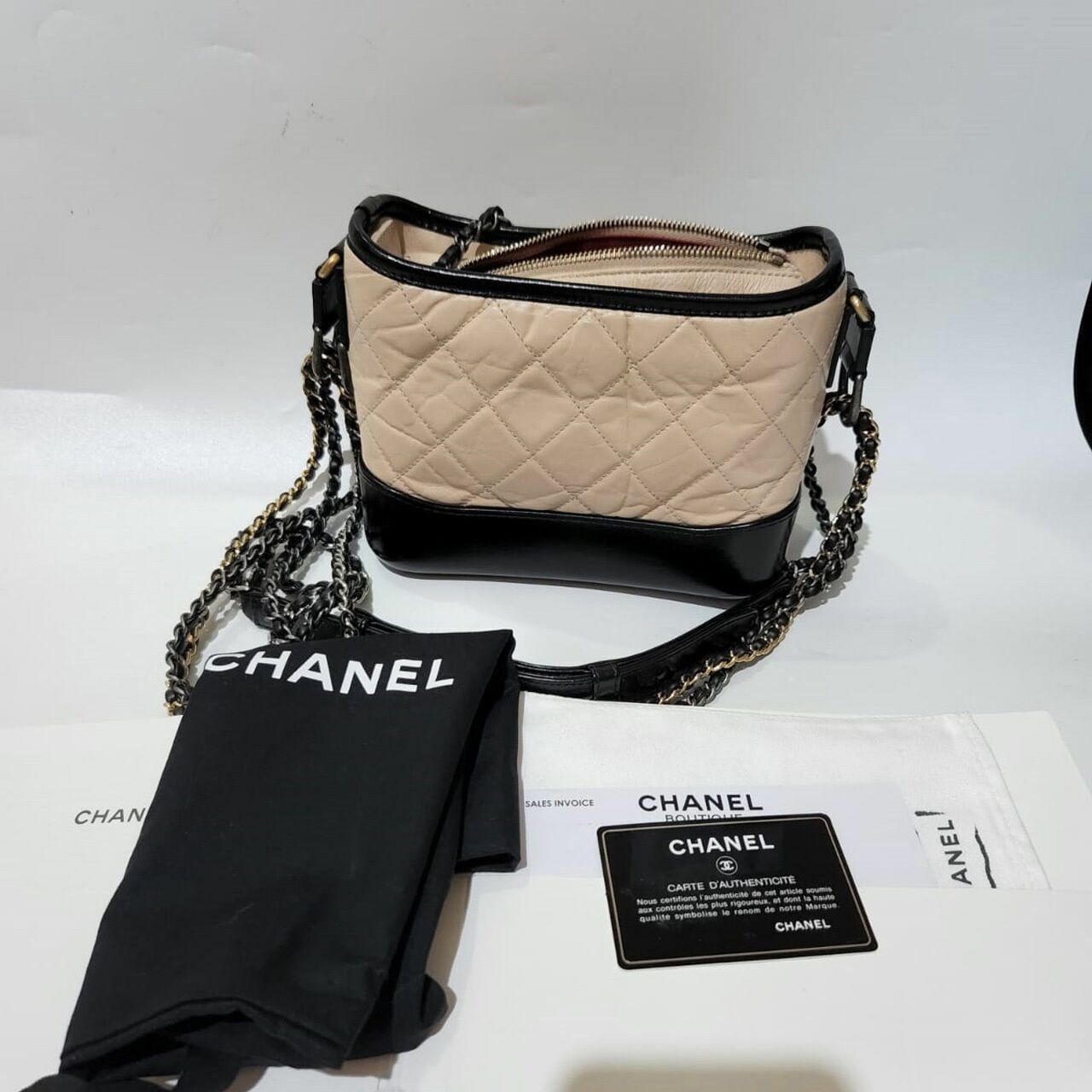 Chanel Gabrielle Small Beige Black #25 Sling Bag	