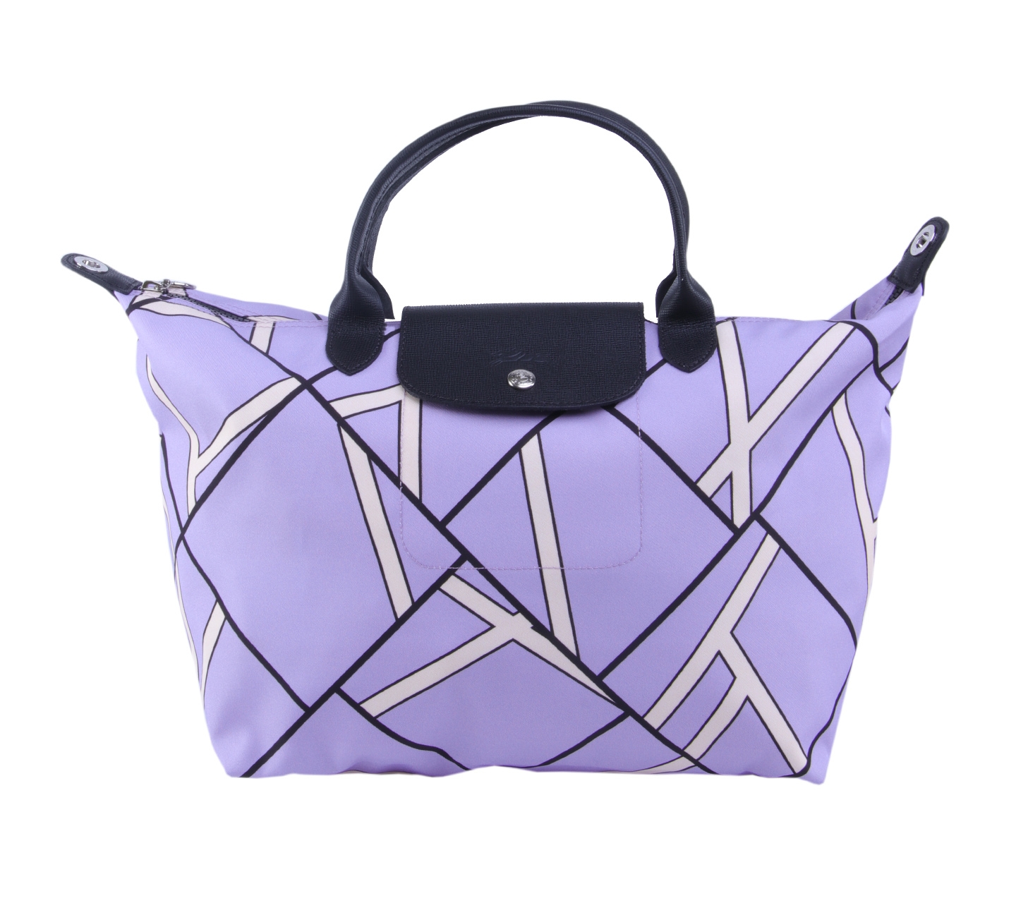 Longchamp Violet Le Pliage Neo Geo Medium SH Satchel