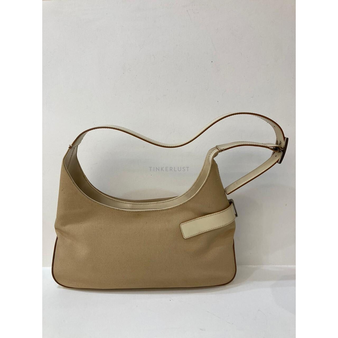 Salvatore Ferragamo Gancini Canvas Mix Leather Shoulder Bag