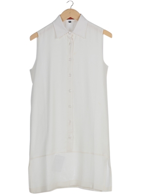 White Buttoned Down Sleeveless Shirt