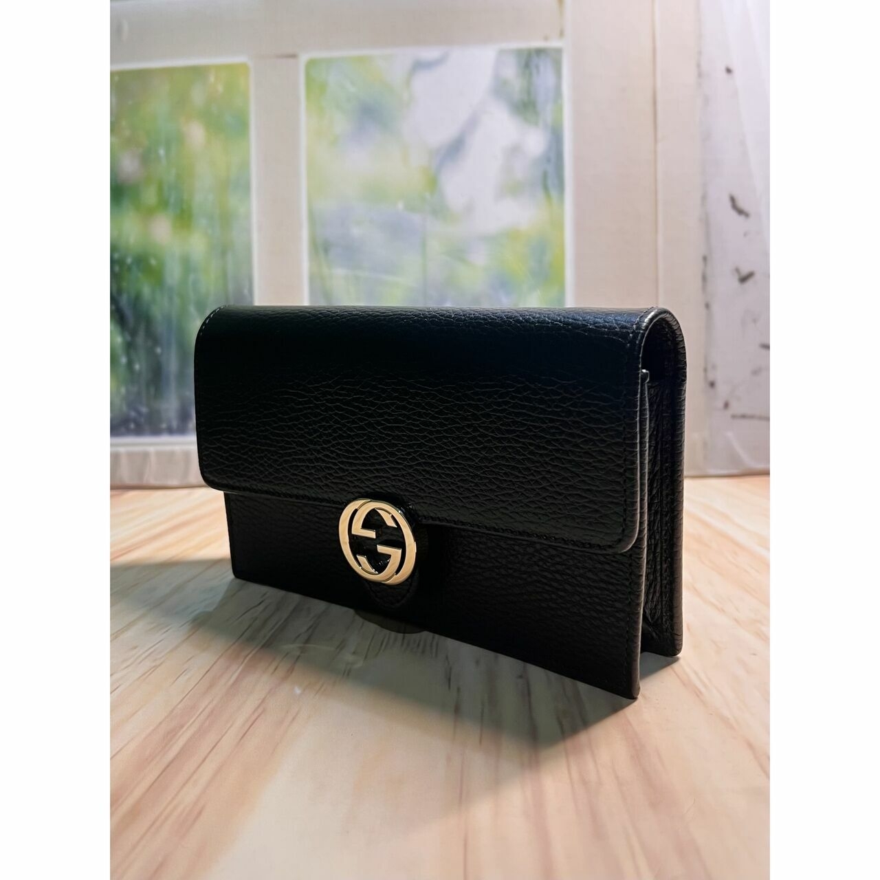 Gucci black interlocking WOC wallet on chain