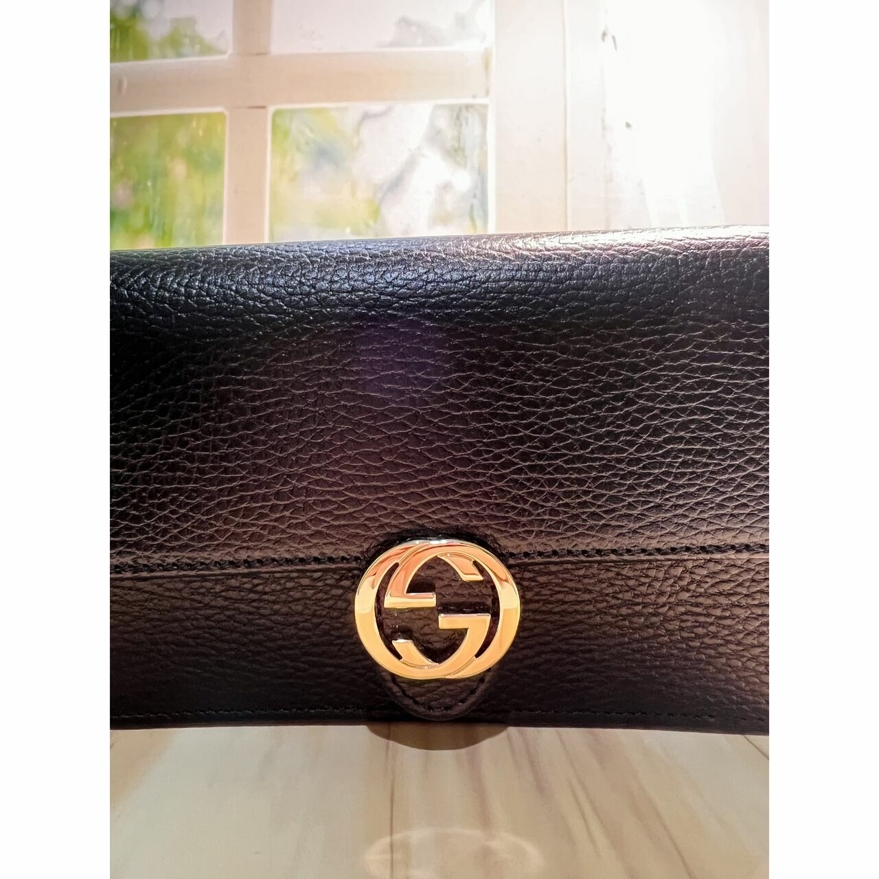 Gucci black interlocking WOC wallet on chain