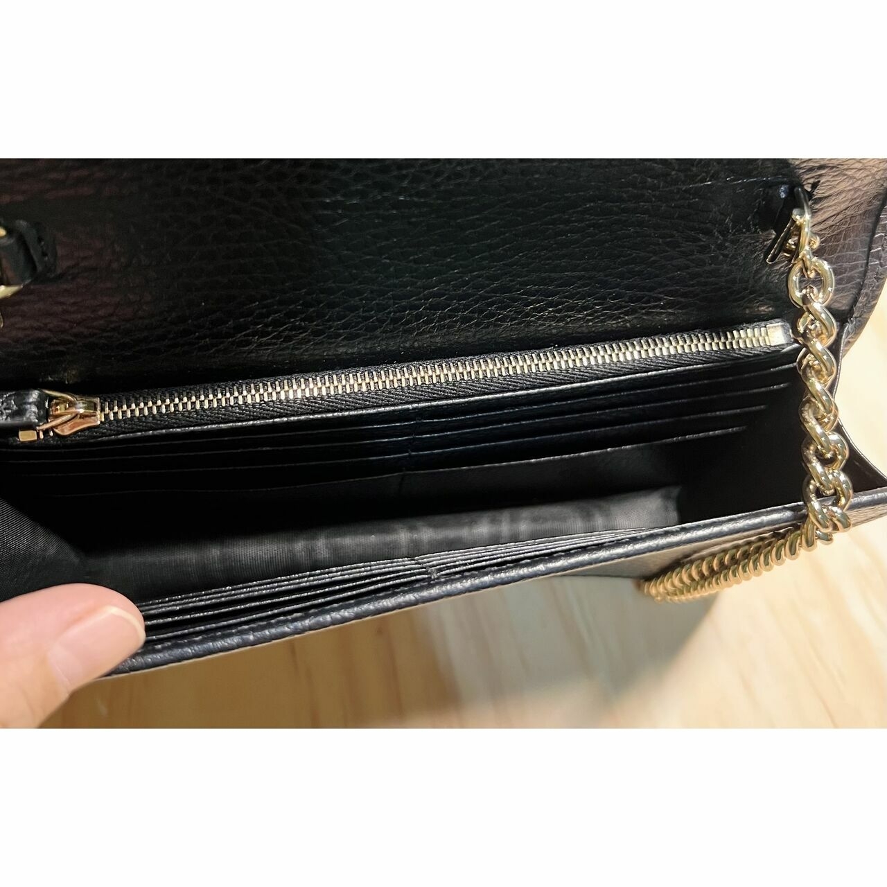 Gucci black interlocking WOC wallet on chain