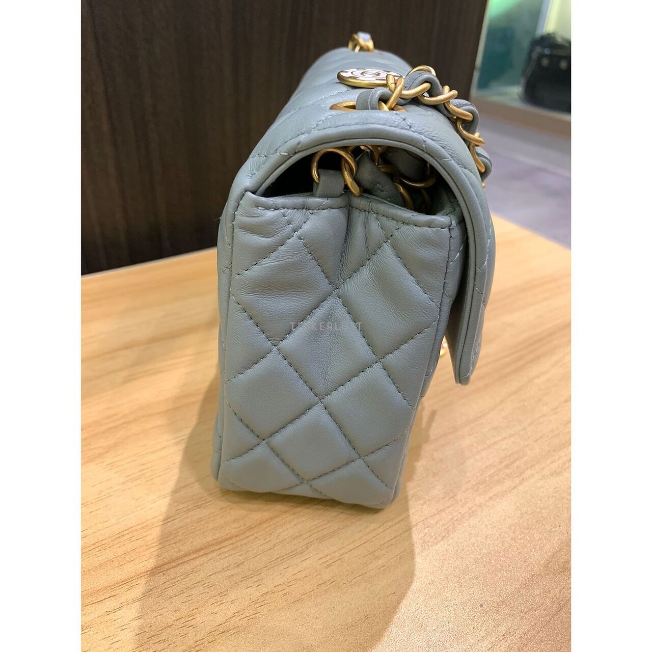 Chanel Flap Bag Light Grey Chip GHW Sling Bag