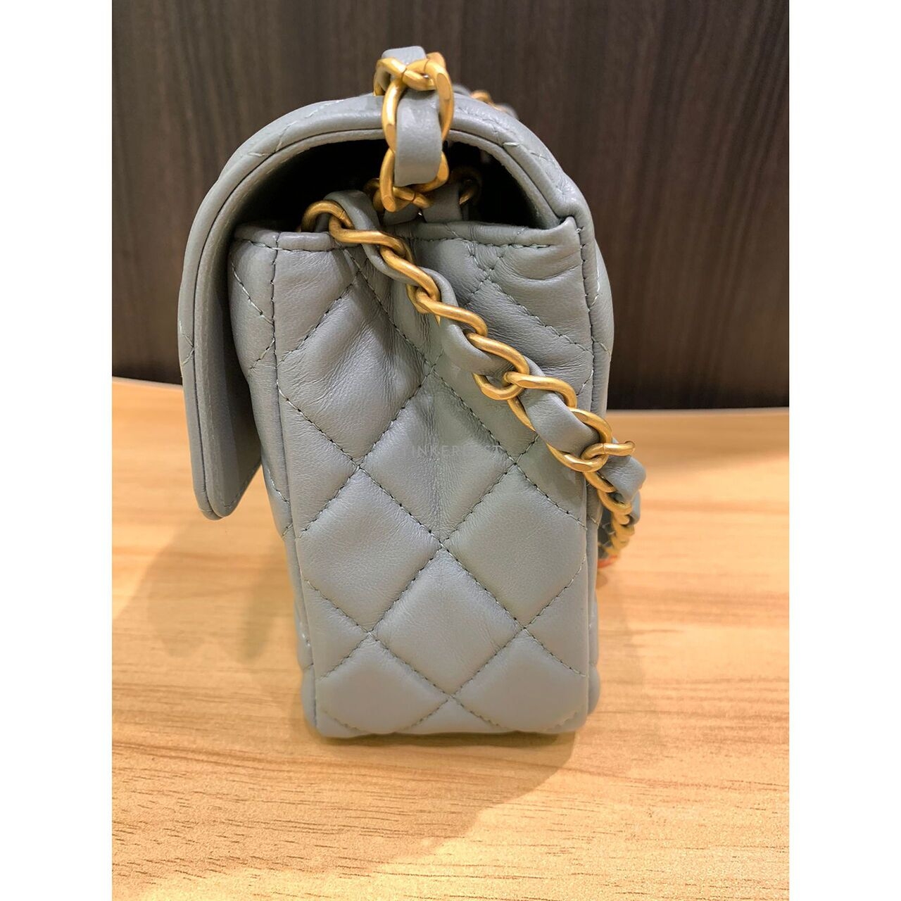 Chanel Flap Bag Light Grey Chip GHW Sling Bag