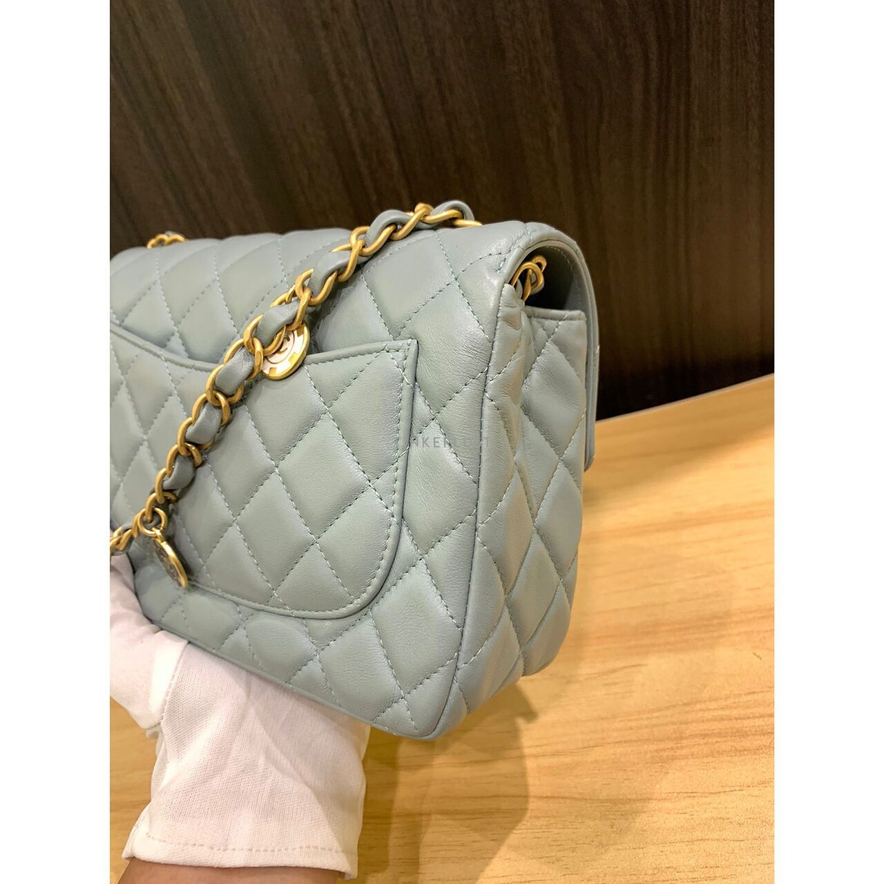 Chanel Flap Bag Light Grey Chip GHW Sling Bag